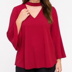 LAUNDRY by Shelli Segal Choker Peplum Sleeve Blouse